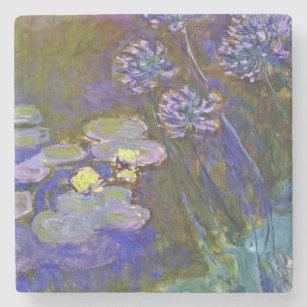 Claude Monet Water Lilies Agapanthus Stone Coaster