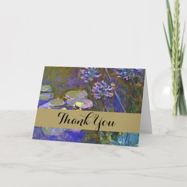 Claude Monet Water Lilies Agapanthus Thank You Card (Front)