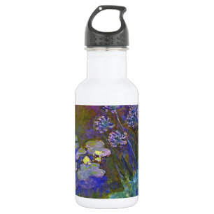 Claude Monet Water Lilies Agapanthus Vintage Art 532 Ml Water Bottle