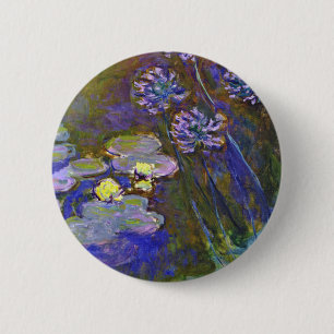 Claude Monet Water Lilies Agapanthus Vintage Art 6 Cm Round Badge