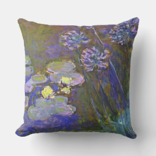 Claude Monet Water Lilies Agapanthus Vintage Art Cushion