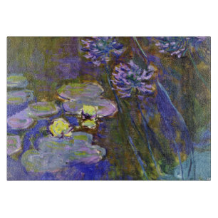 Claude Monet Water Lilies Agapanthus Vintage Art Cutting Board