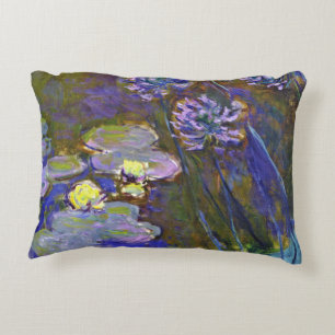 Claude Monet Water Lilies Agapanthus Vintage Art Decorative Cushion