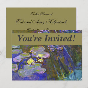 Claude Monet Water Lilies Agapanthus Vintage Art Invitation