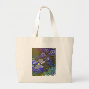 Claude Monet Water Lilies Agapanthus Vintage Art Large Tote Bag