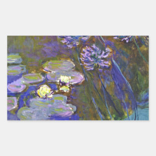 Claude Monet Water Lilies Agapanthus Vintage Art Rectangular Sticker