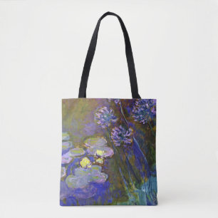 Claude Monet Water Lilies Agapanthus Vintage Art Tote Bag