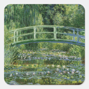 Claude Monet Water Lilies and Japanese Bridge Square Sticker