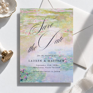 Claude Monet Water Lilies Calligraphy  Save The Date