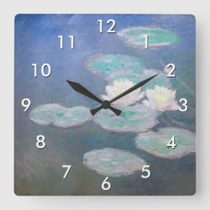 Claude Monet - Water Lilies, Evening Effect Square Wall Clock