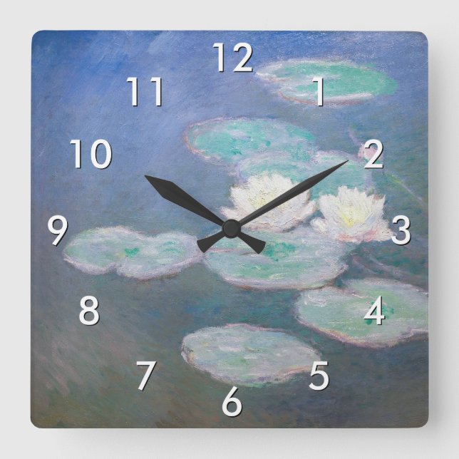 Claude Monet - Water Lilies, Evening Effect Square Wall Clock (Front)