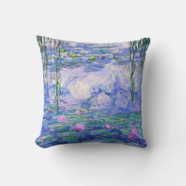 Claude Monet Water Lilies French Impressionist Art Cushion (Front)