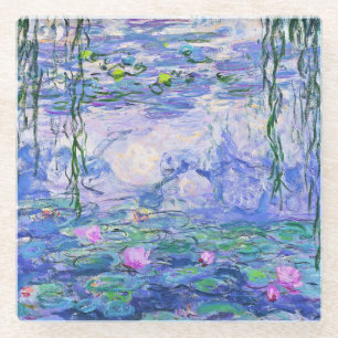 Claude Monet Water Lilies French Impressionist Art Glass Coaster