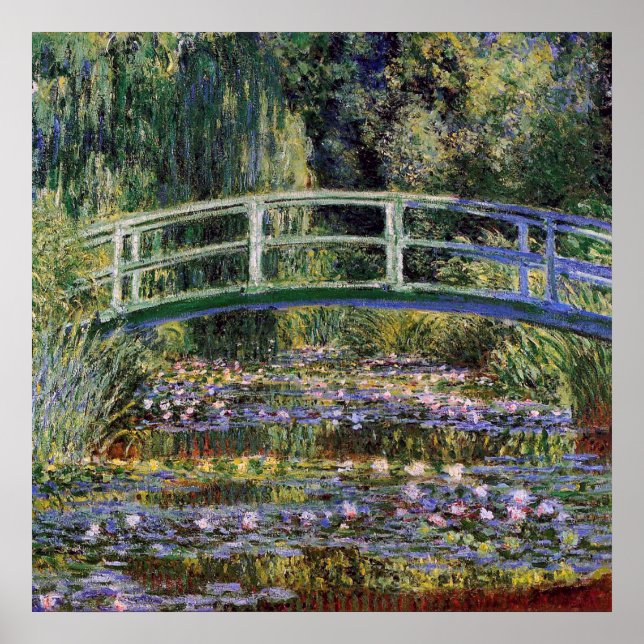 Claude Monet,water lilies,japanese bridge,garden, Poster (Front)
