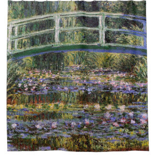 Claude Monet,water lilies,japanese bridge,garden, Shower Curtain