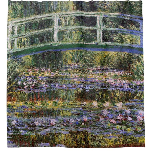 Claude Monet,water lilies,japanese bridge,garden, Shower Curtain (Front)