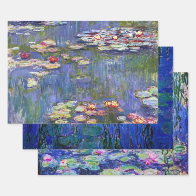 Claude Monet Water Lilies Masterpieces Selection Wrapping Paper Sheet (Set)