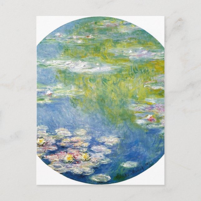 Claude Monet Water-Lilies Nymph?as 1908 Technique  Postcard (Front)