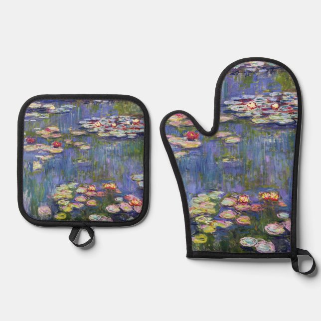Claude Monet - Water Lilies / Nympheas Oven Mitt & Pot Holder Set (Front)