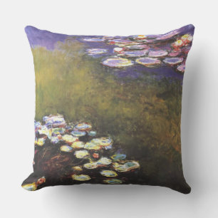 Claude Monet, Water Lilies, on Green and Purple Cushion