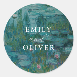 Claude Monet Water Lilies Wedding Classic Round Sticker