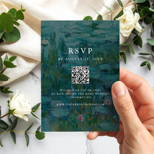 Claude Monet Water Lilies Wedding RSVP Card