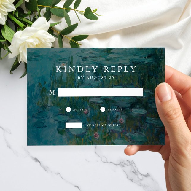 Claude Monet Water Lilies Wedding RSVP Card (Creator Uploaded)