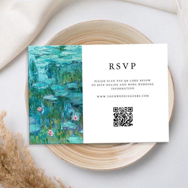 Claude Monet Water Lilies Wedding RSVP Card (Creator Uploaded)