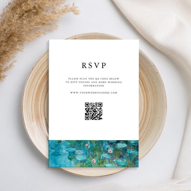 Claude Monet Water Lilies Wedding RSVP Card (Creator Uploaded)