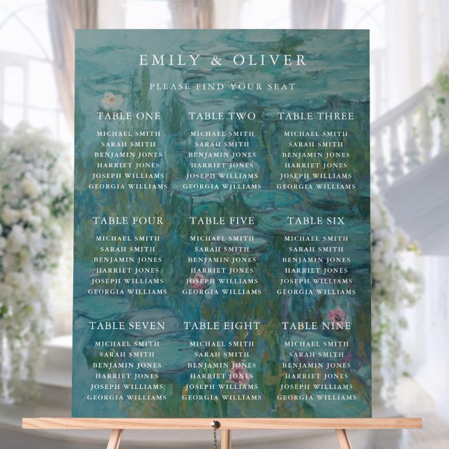 Claude Monet Water Lilies Wedding Seating Chart (Creator Uploaded)