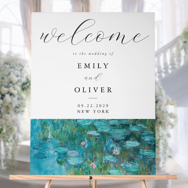 Claude Monet Water Lilies Welcome Wedding Acrylic Sign (Creator Uploaded)