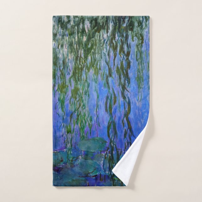 Claude Monet - Water Lilies with weeping willow Bath Towel Set (Hand Towel)
