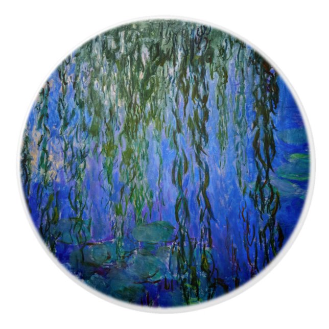 Claude Monet - Water Lilies with weeping willow Ceramic Knob (Front)
