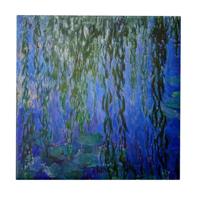 Claude Monet - Water Lilies with weeping willow Ceramic Tile (Front)