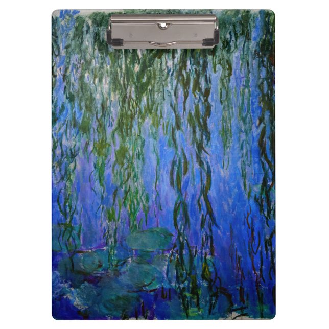 Claude Monet - Water Lilies with weeping willow Clipboard (Front)