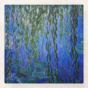 Claude Monet - Water Lilies with weeping willow Glass Coaster