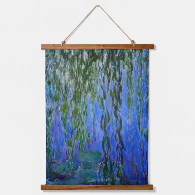 Claude Monet - Water Lilies with weeping willow Hanging Tapestry (Front)