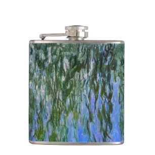 Claude Monet - Water Lilies with weeping willow Hip Flask