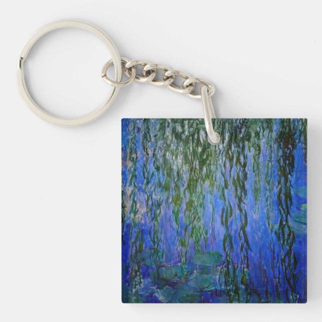 Claude Monet - Water Lilies with weeping willow Key Ring (Front)