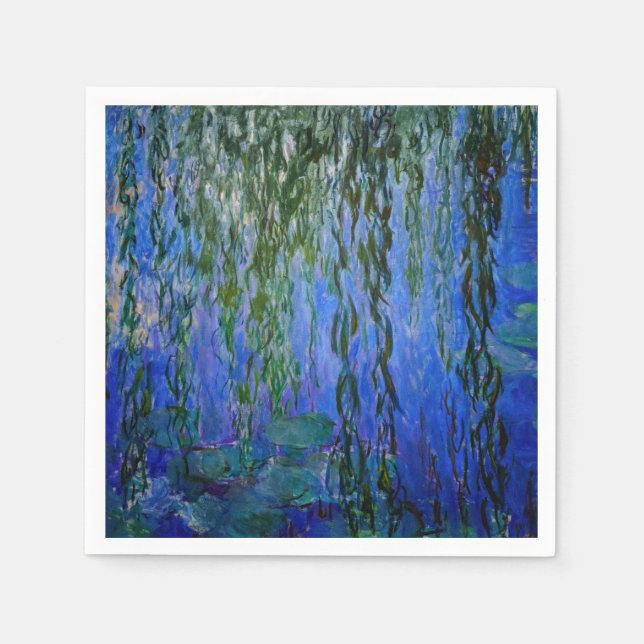 Claude Monet - Water Lilies with weeping willow Napkin (Front)