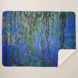 Claude Monet - Water Lilies with weeping willow Sherpa Blanket