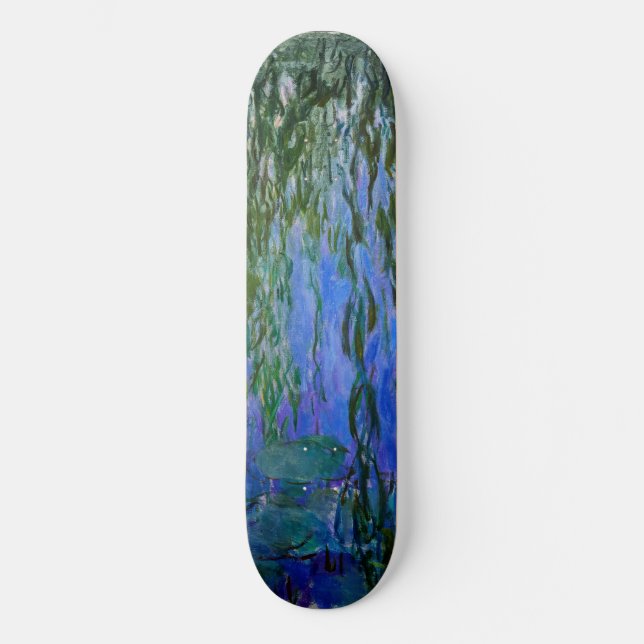 Claude Monet - Water Lilies with weeping willow Skateboard (Front)