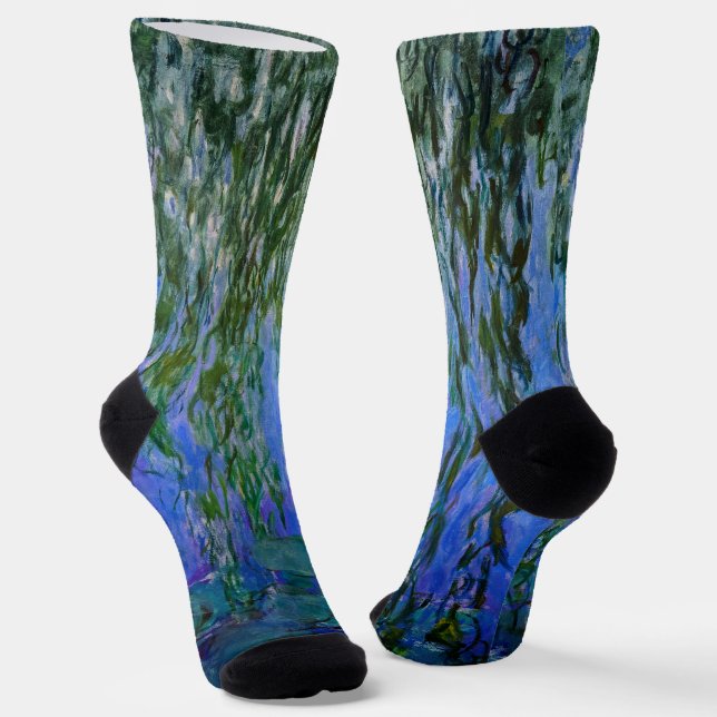 Claude Monet - Water Lilies with weeping willow Socks (Angled)