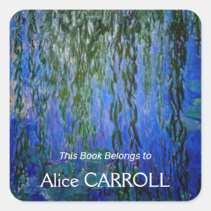 Claude Monet - Water Lilies with weeping willow Square Sticker