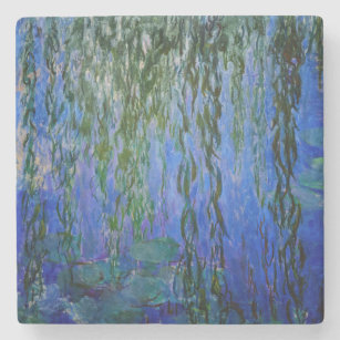 Claude Monet - Water Lilies with weeping willow Stone Coaster