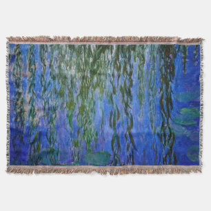 Claude Monet - Water Lilies with weeping willow Throw Blanket
