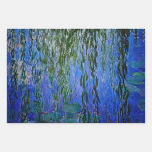 Claude Monet - Water Lilies with weeping willow Wrapping Paper Sheet