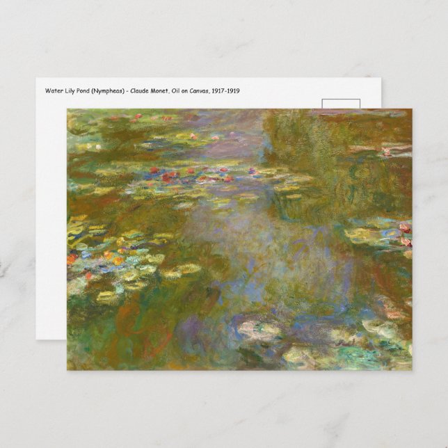 Claude Monet - Water Lily Pond 1917 Postcard (Front/Back)