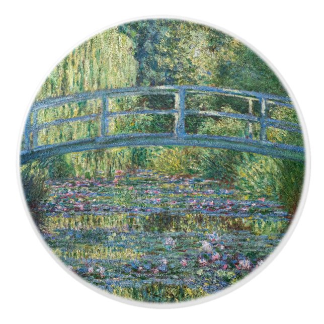 Claude Monet - Water Lily pond, Green Harmony Ceramic Knob (Front)