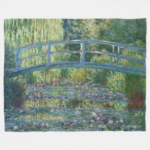 Claude Monet - Water Lily pond, Green Harmony Fleece Blanket